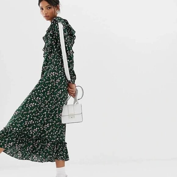 Ghospell Floral Ruffle Hem Maxi Dres - Picture 2 of 13